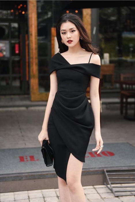 Váy đầm đẹp dài qua gối sang trọng cho mẹ DV005 - Shop Trung Niên Sài Gòn