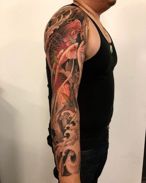 Hình ảnh xăm tattoo cá chép cánh tay đẹp và ý nghĩa nhất