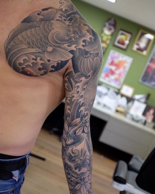 Hình ảnh xăm tattoo cá chép đầu lâu đẹp và ý nghĩa nhất