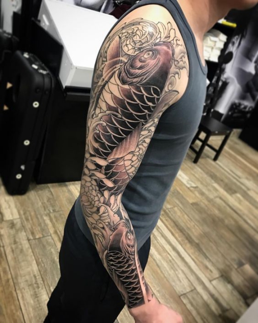 Hình ảnh xăm tattoo cá chép đỏ đen đẹp và ý nghĩa nhất