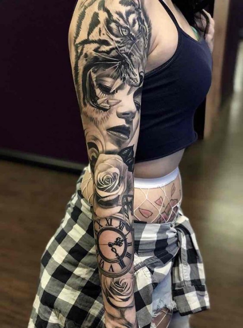 Hình ảnh xăm tattoo hoa hồng kín hết cánh tay đẹp ý nghĩa nhất