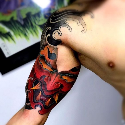 Hình ảnh xăm tattoo mặt quỷ bắp tay trong đẹp và ý nghĩa nhất